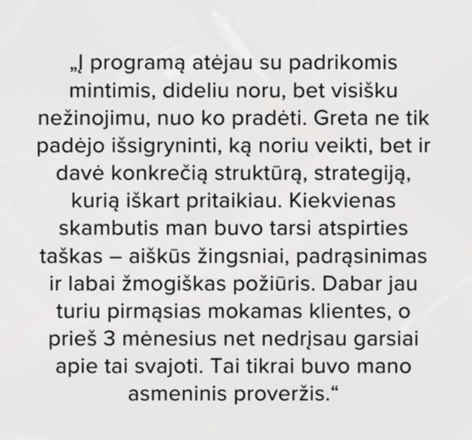 Atsiliepimas apie asmeninį proveržį programoje