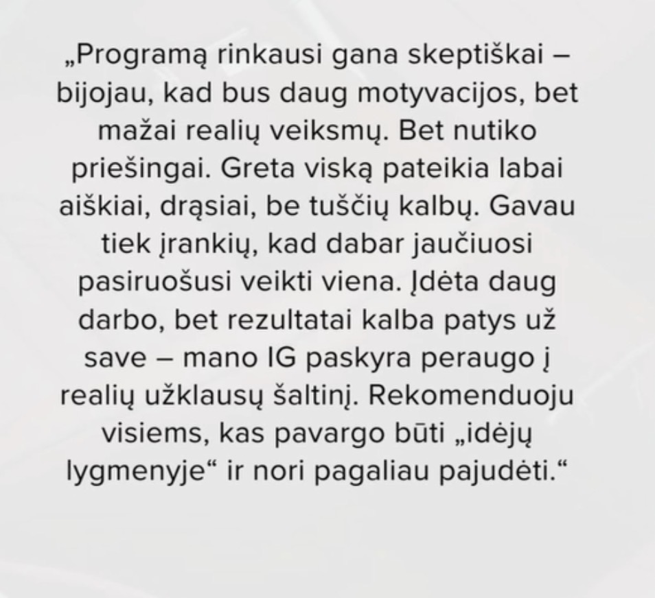 Atsiliepimas apie konkrečius rezultatus ir įrankius