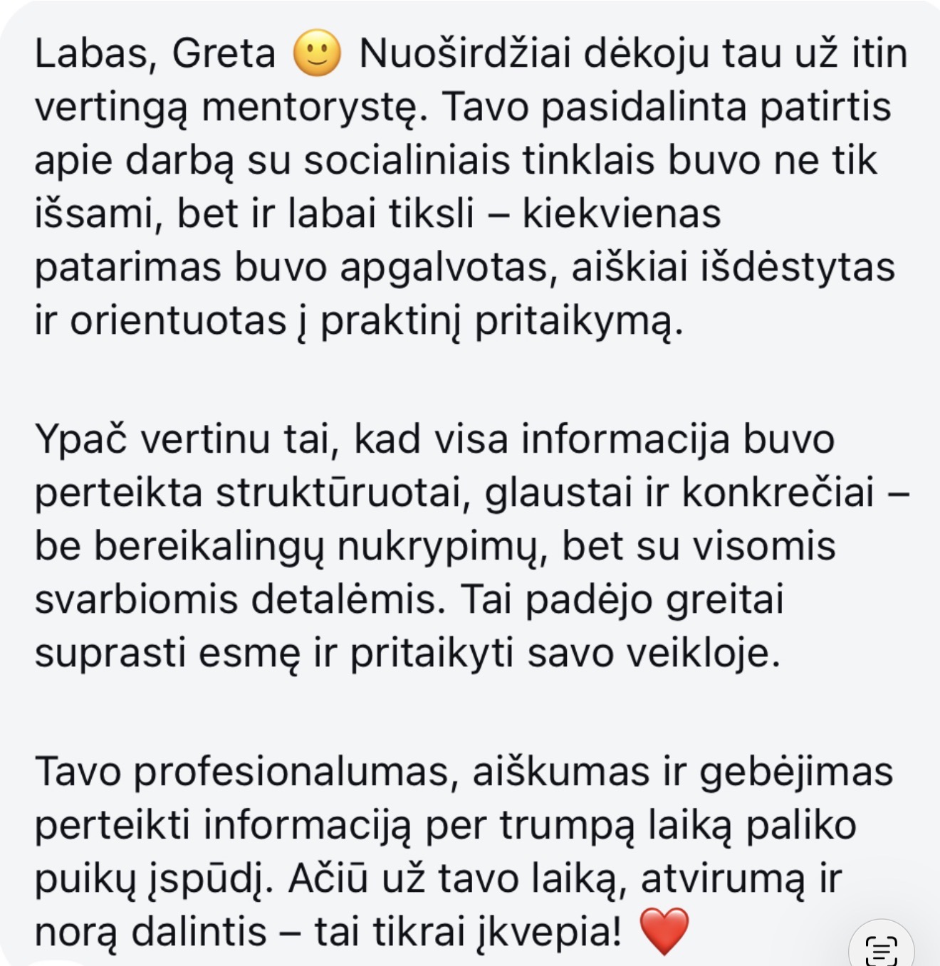 Atsiliepimas apie struktūruotą mentorystę