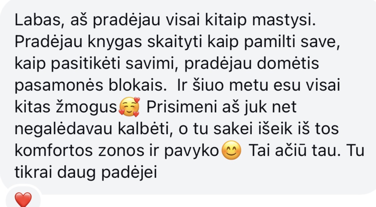 Atsiliepimas apie asmeninį augimą ir drąsą